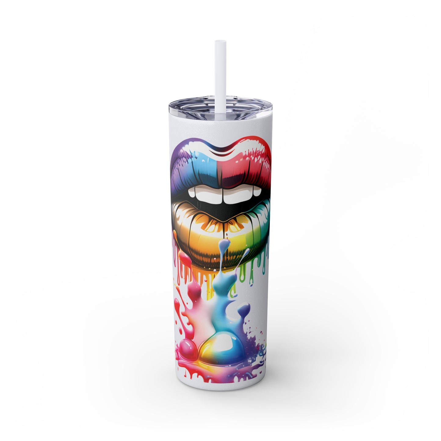 Mouth Dripping Paint BAILEY-TRENZ Personalized Skinny Tumbler with Straw, 20oz