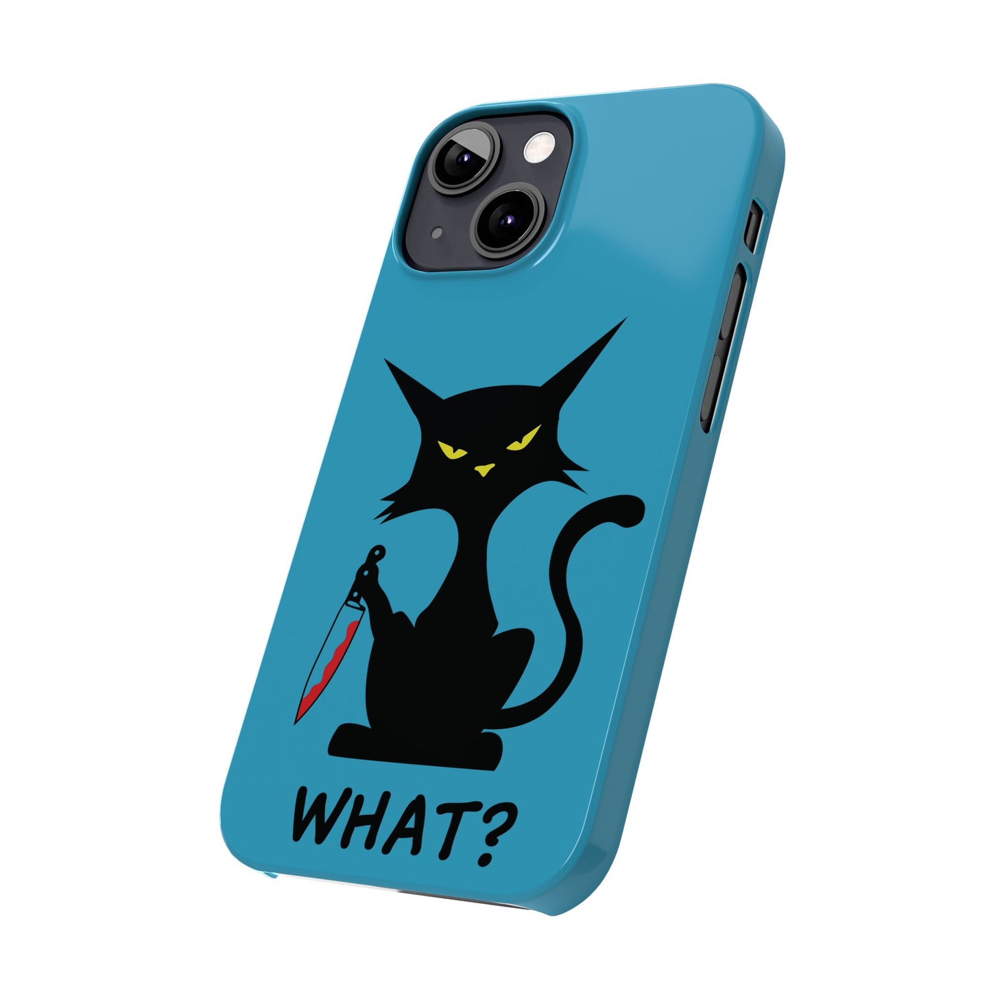 Funny Cat With Bloody Knife Slim iPhone Case