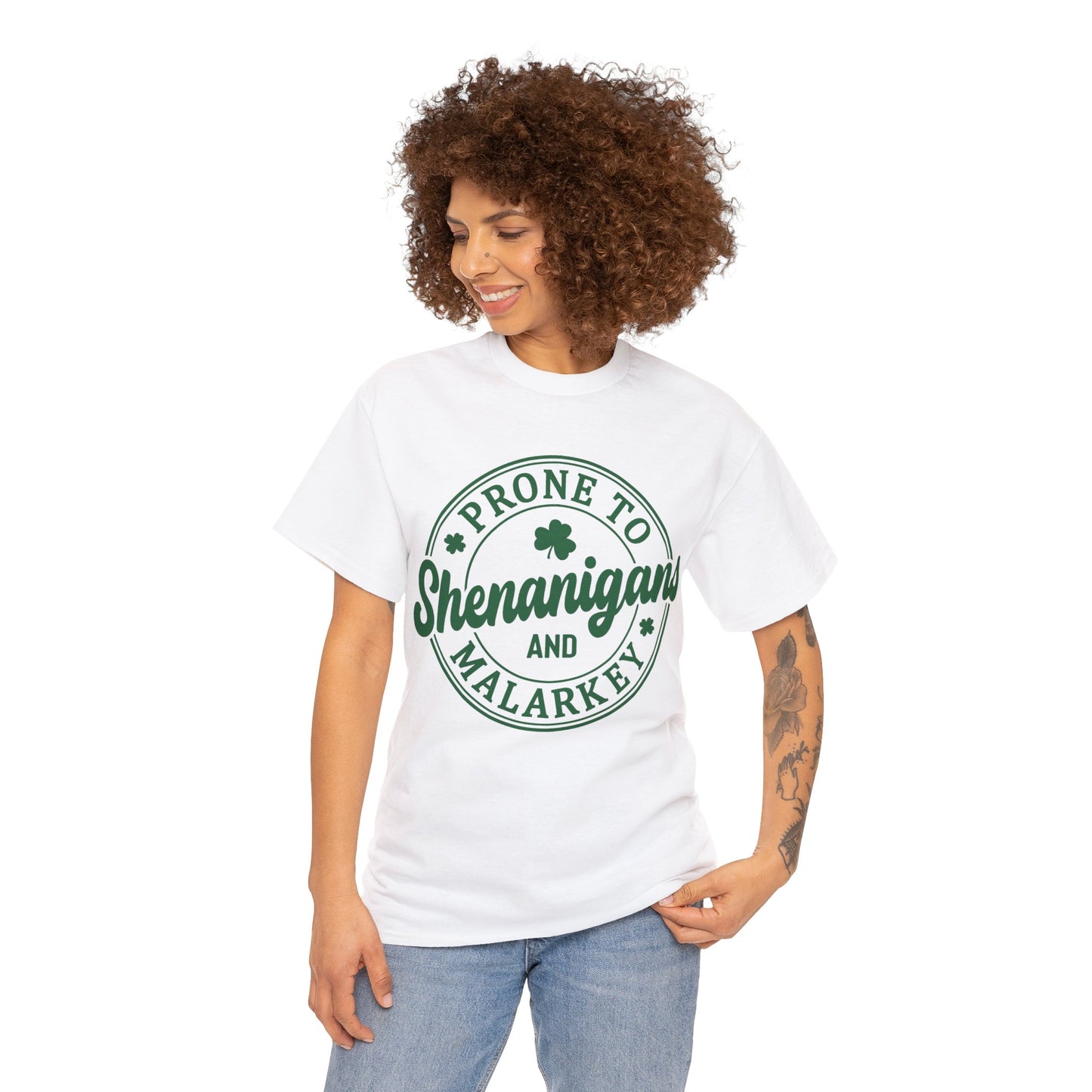 Elevate Your Style WithThis Prone To Shenanigans St. Patrick's Day Unisex Heavy Cotton Tee