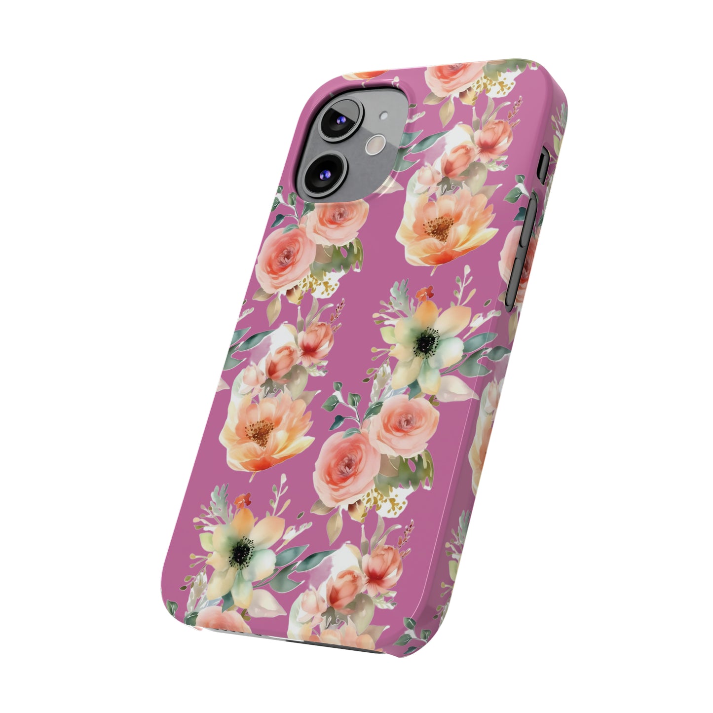 Slim Flower Pattern Purple iPhone Cases