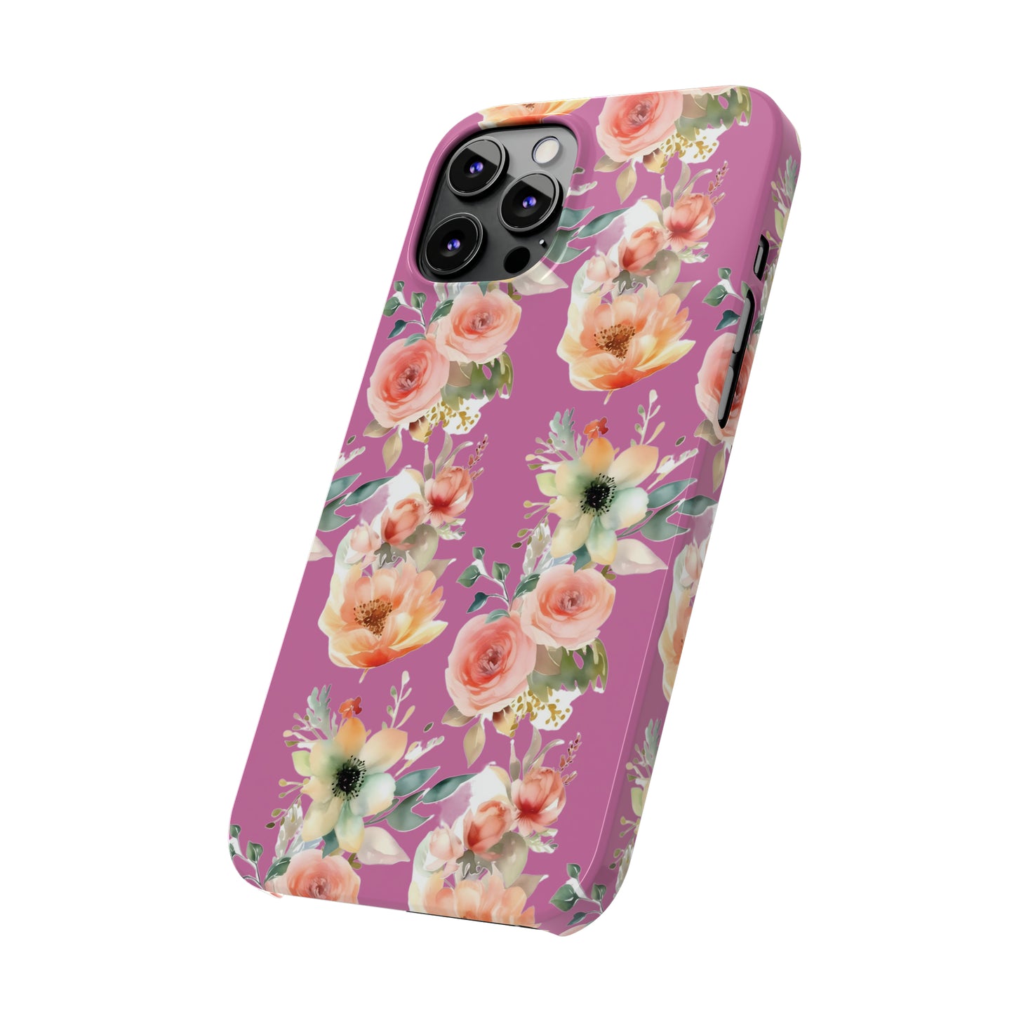 Slim Flower Pattern Purple iPhone Cases