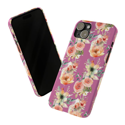 Slim Flower Pattern Purple iPhone Cases