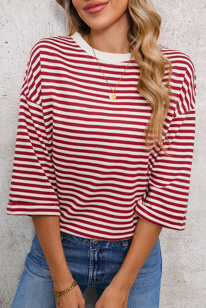 Red Striped Bowknot Backless T-Shirt