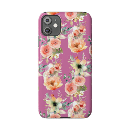 Slim Flower Pattern Purple iPhone Cases