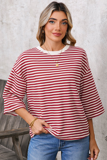 Red Striped Bowknot Backless T-Shirt