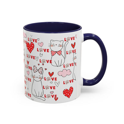 Love Cat, Heart – Colorful Gift For Lovers Coffee Mug, 11oz