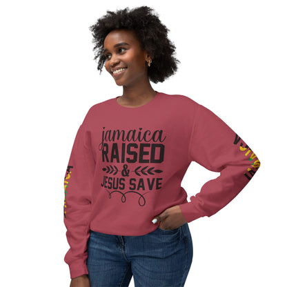 Jamaica Raise And Jesus Save Crewneck Lightweight Sweatshirt