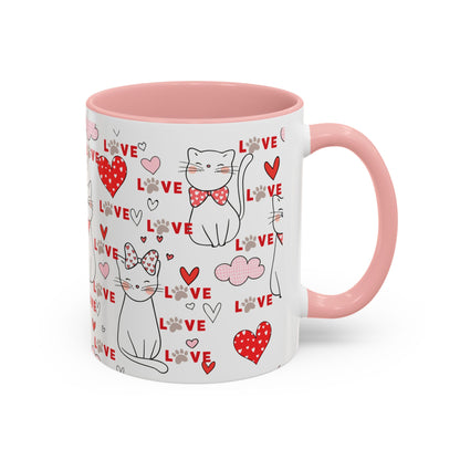 Love Cat, Heart – Colorful Gift For Lovers Coffee Mug, 11oz