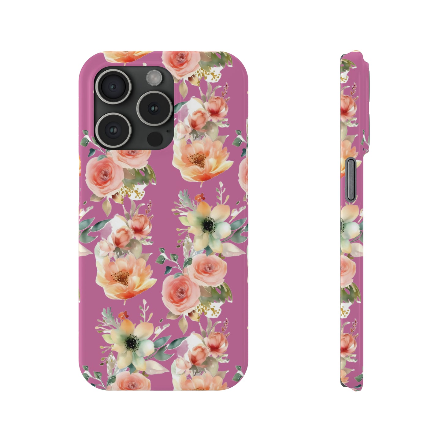 Slim Flower Pattern Purple iPhone Cases