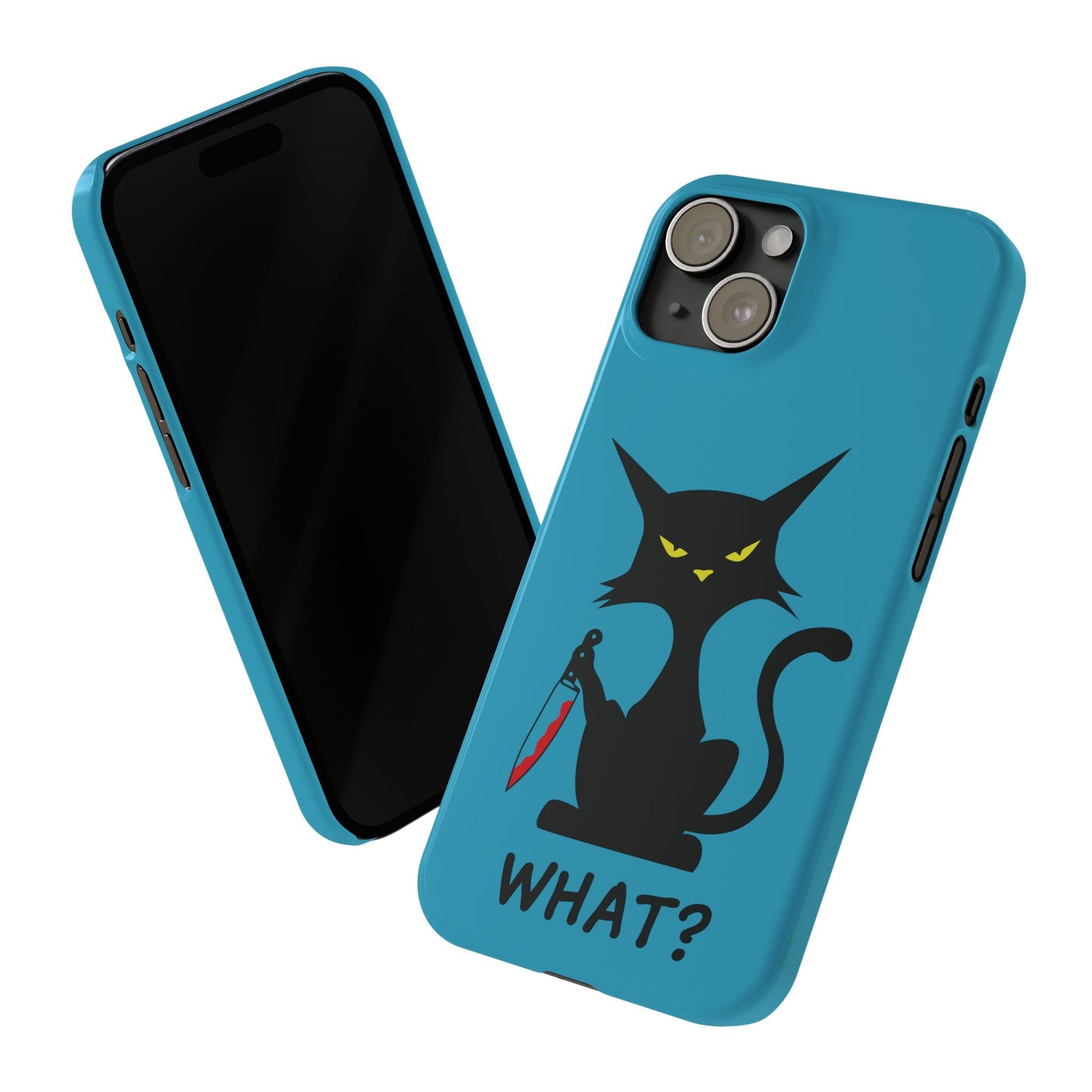 Funny Cat With Bloody Knife Slim iPhone Case