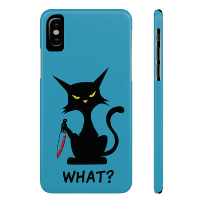 Funny Cat With Bloody Knife Slim iPhone Case