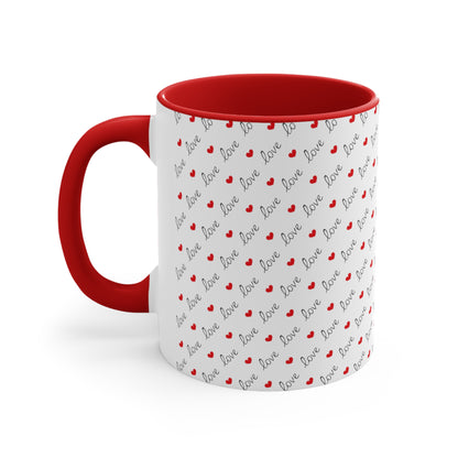 Love Heart Printed All Over Accent Coffee Mug, 11oz