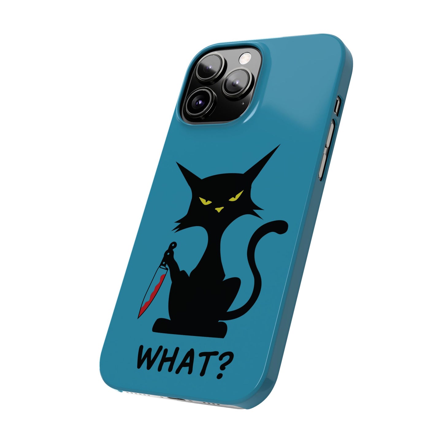 Funny Cat With Bloody Knife Slim iPhone Case