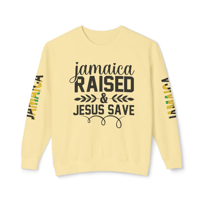 Jamaica Raise And Jesus Save Crewneck Lightweight Sweatshirt