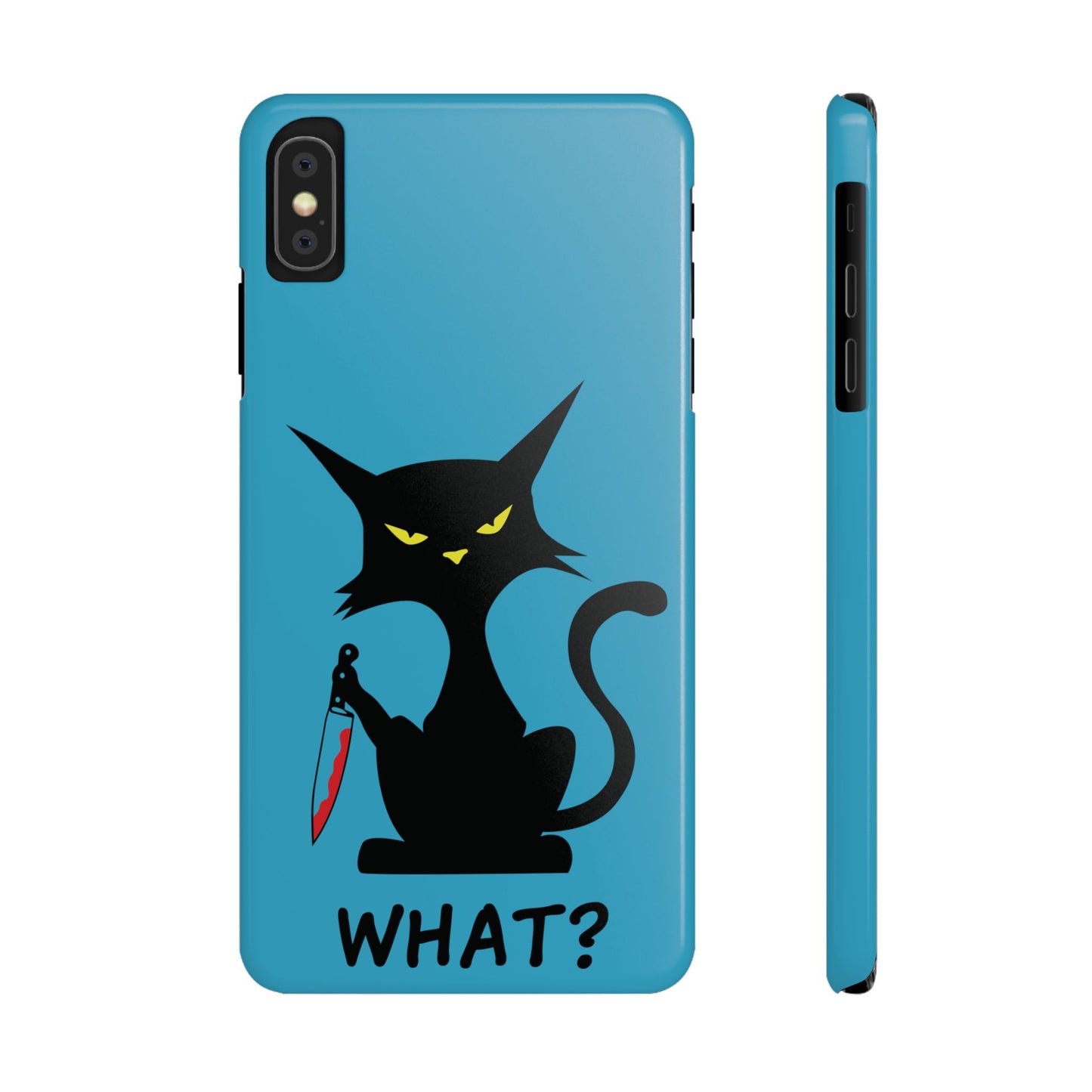 Funny Cat With Bloody Knife Slim iPhone Case