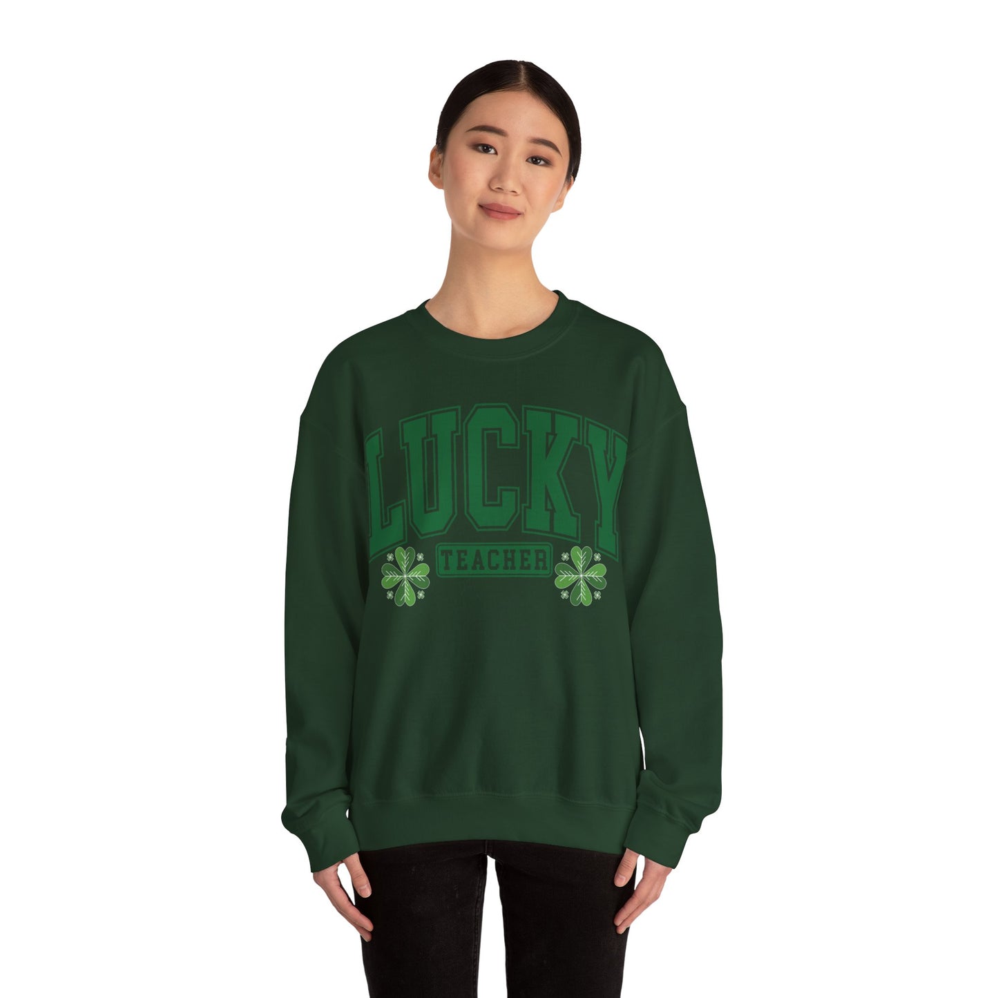 Lucky Teacher ST Patrick's Day Unisex Heavy Blend Crewneck Sweatshirt