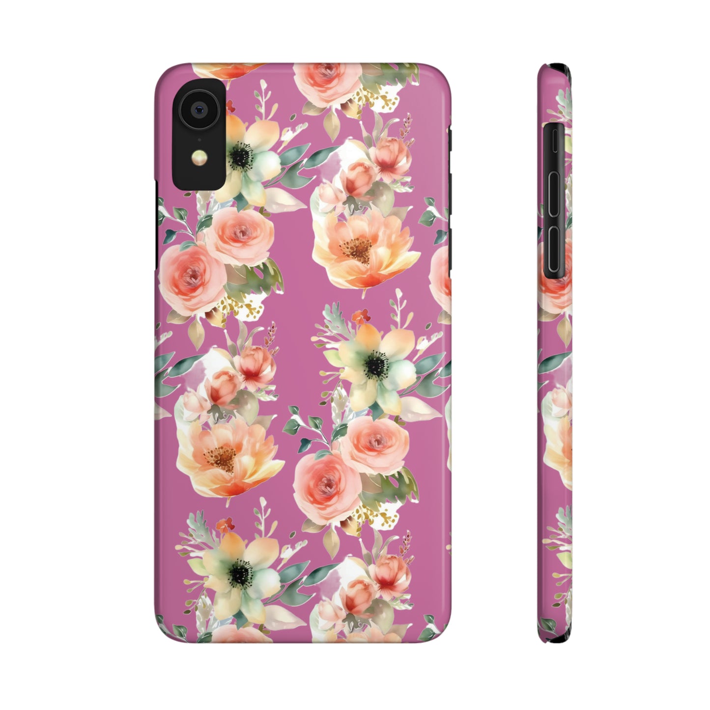 Slim Flower Pattern Purple iPhone Cases