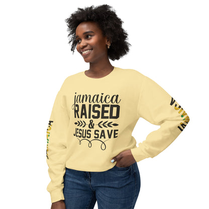 Jamaica Raise And Jesus Save Crewneck Lightweight Sweatshirt