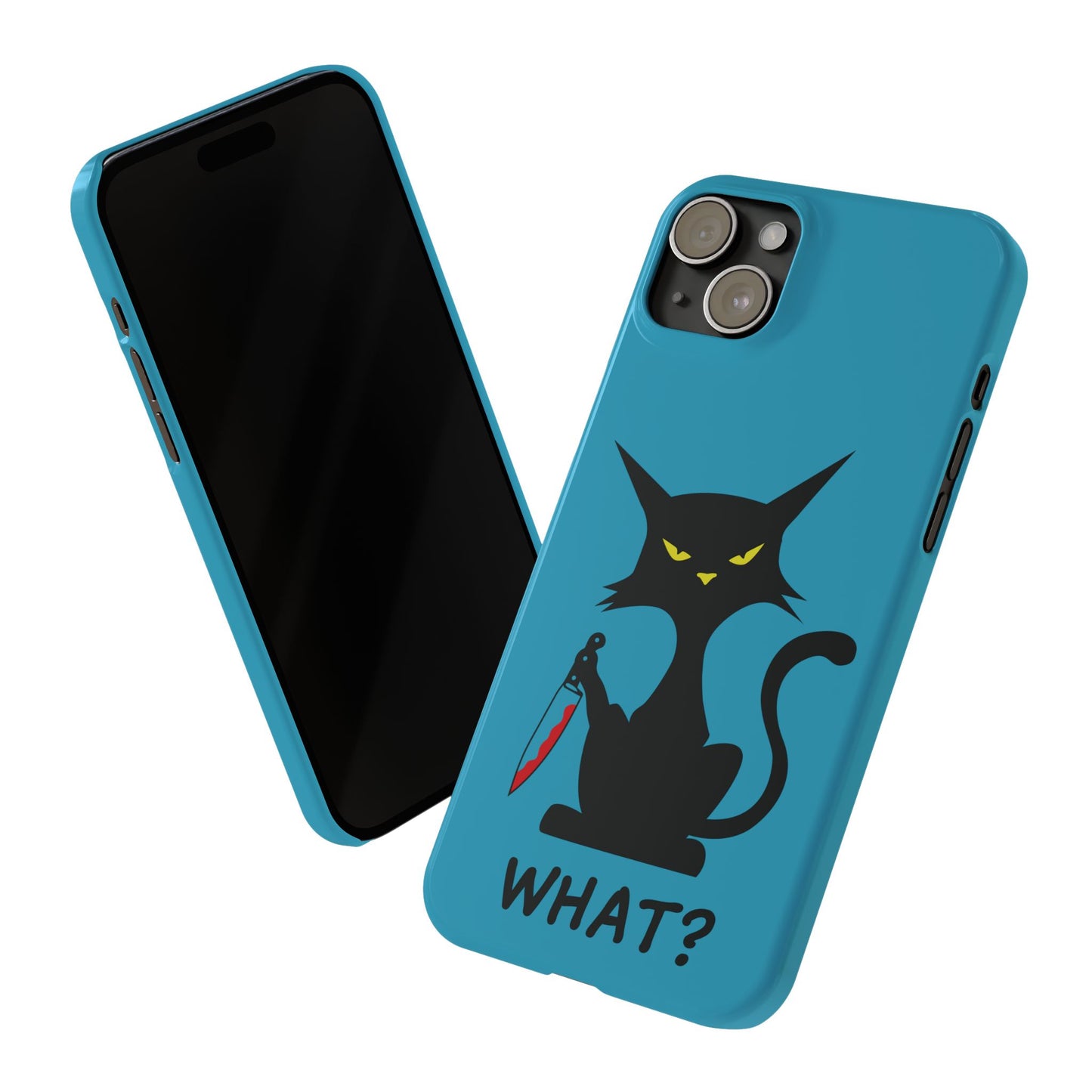 Funny Cat With Bloody Knife Slim iPhone Case