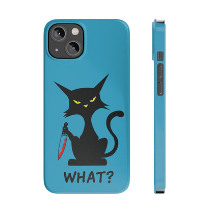 Funny Cat With Bloody Knife Slim iPhone Case