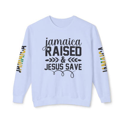 Jamaica Raise And Jesus Save Crewneck Lightweight Sweatshirt