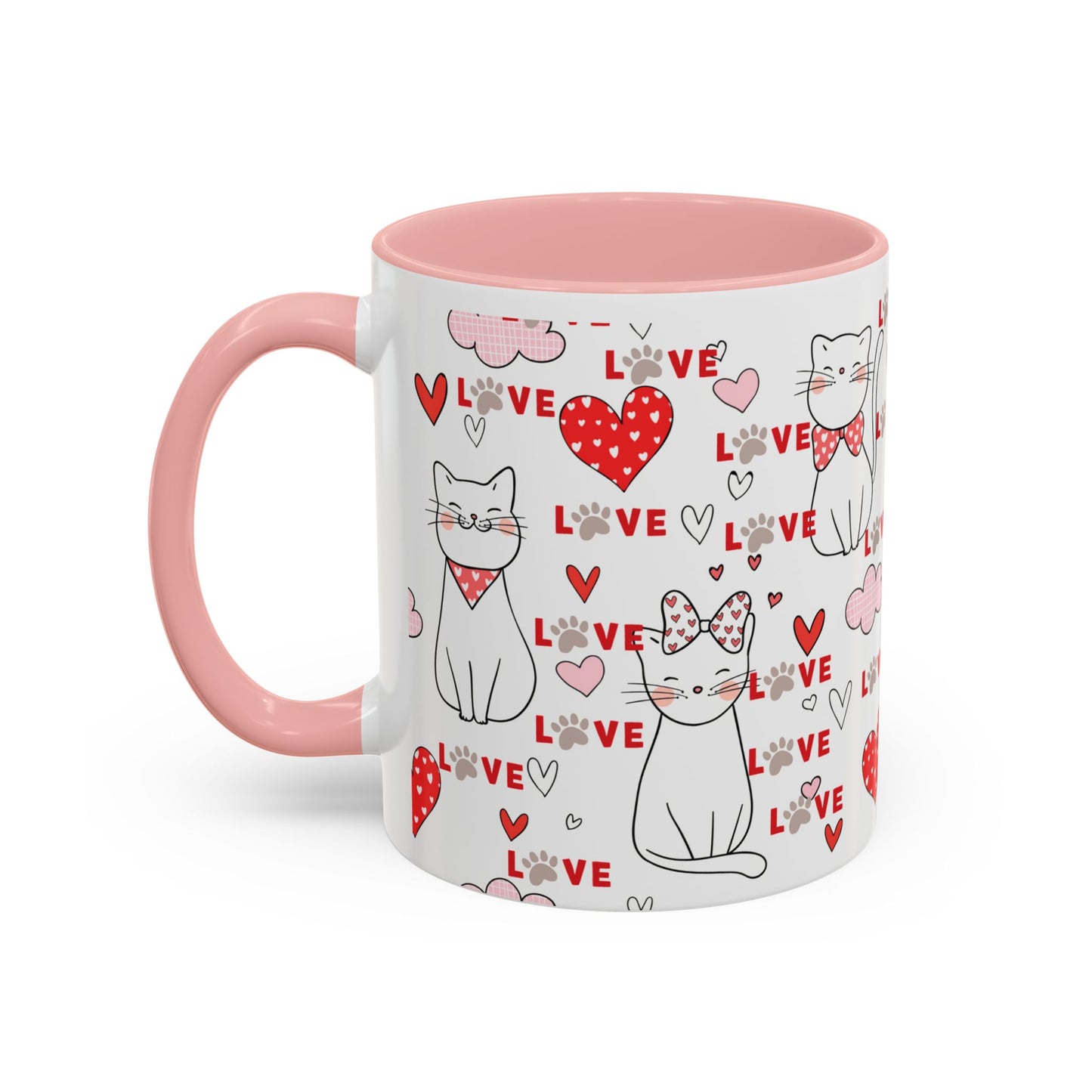 Love Cat, Heart – Colorful Gift For Lovers Coffee Mug, 11oz