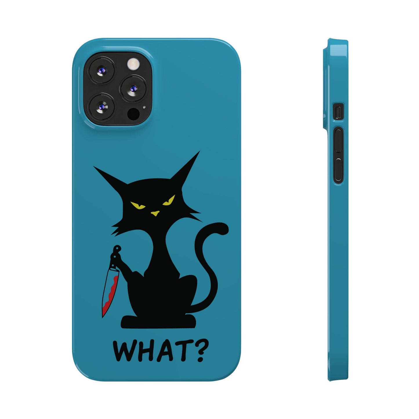 Funny Cat With Bloody Knife Slim iPhone Case