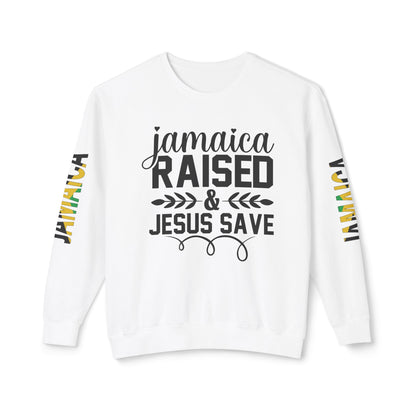 Jamaica Raise And Jesus Save Crewneck Lightweight Sweatshirt