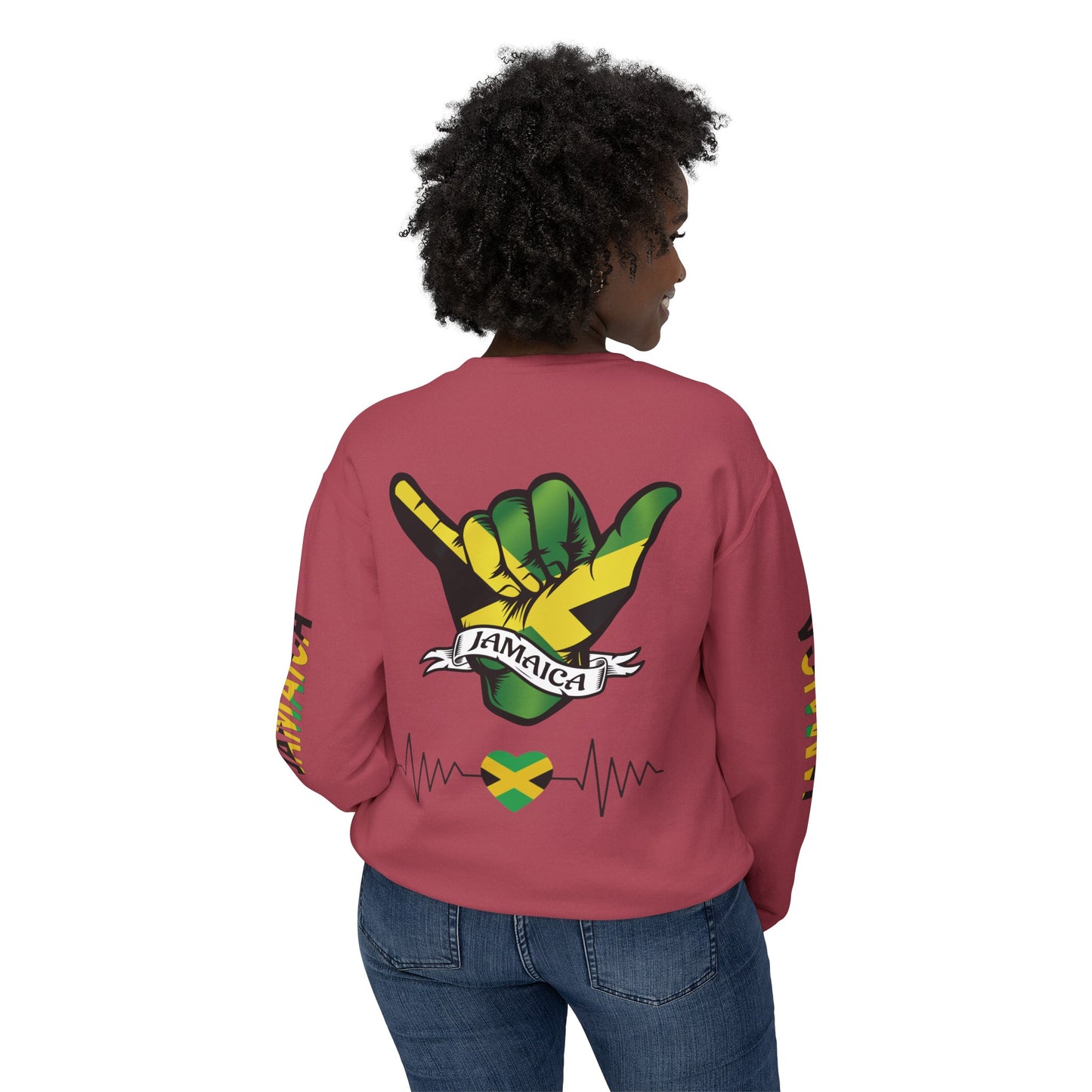 Jamaica Raise And Jesus Save Crewneck Lightweight Sweatshirt