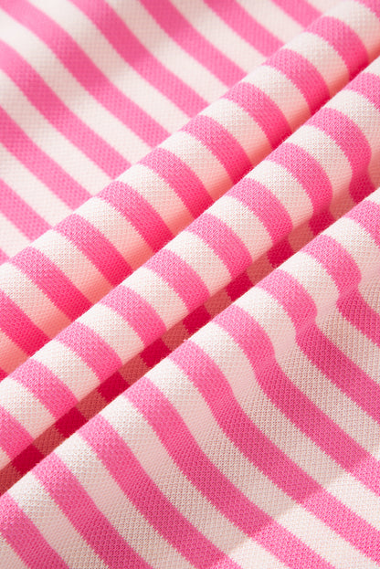 Red Striped Bowknot Backless T-Shirt