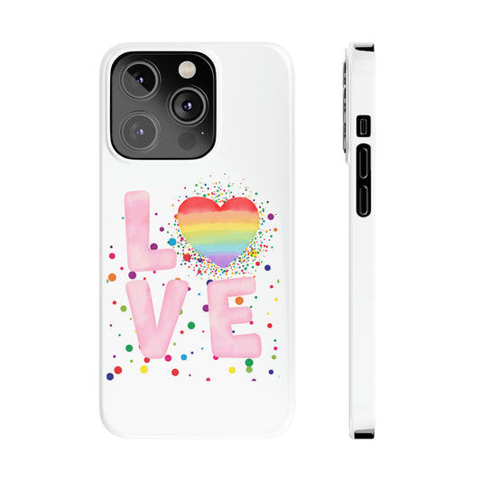Colorful Pride Love Slim iPhone 14, 15 Case
