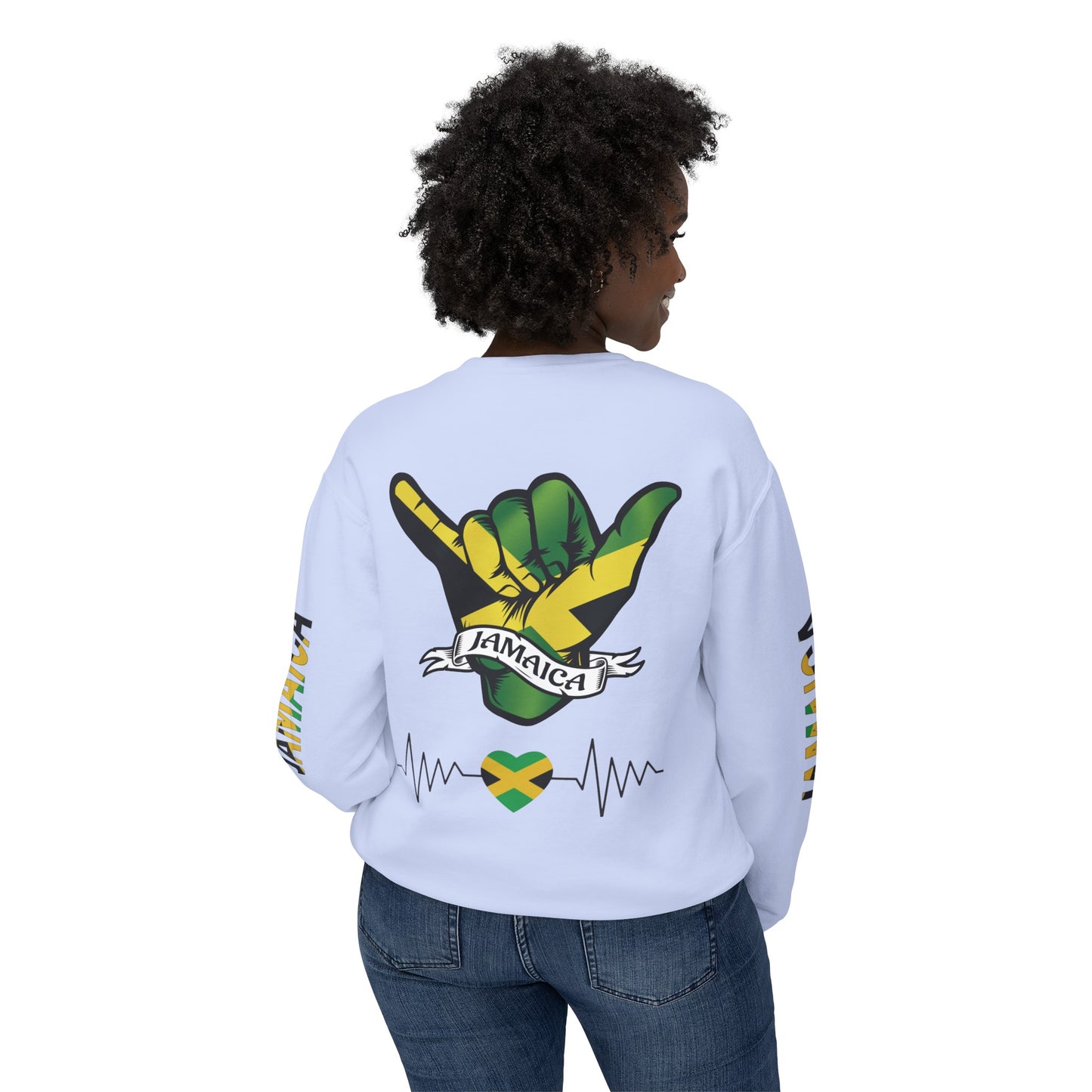 Jamaica Raise And Jesus Save Crewneck Lightweight Sweatshirt