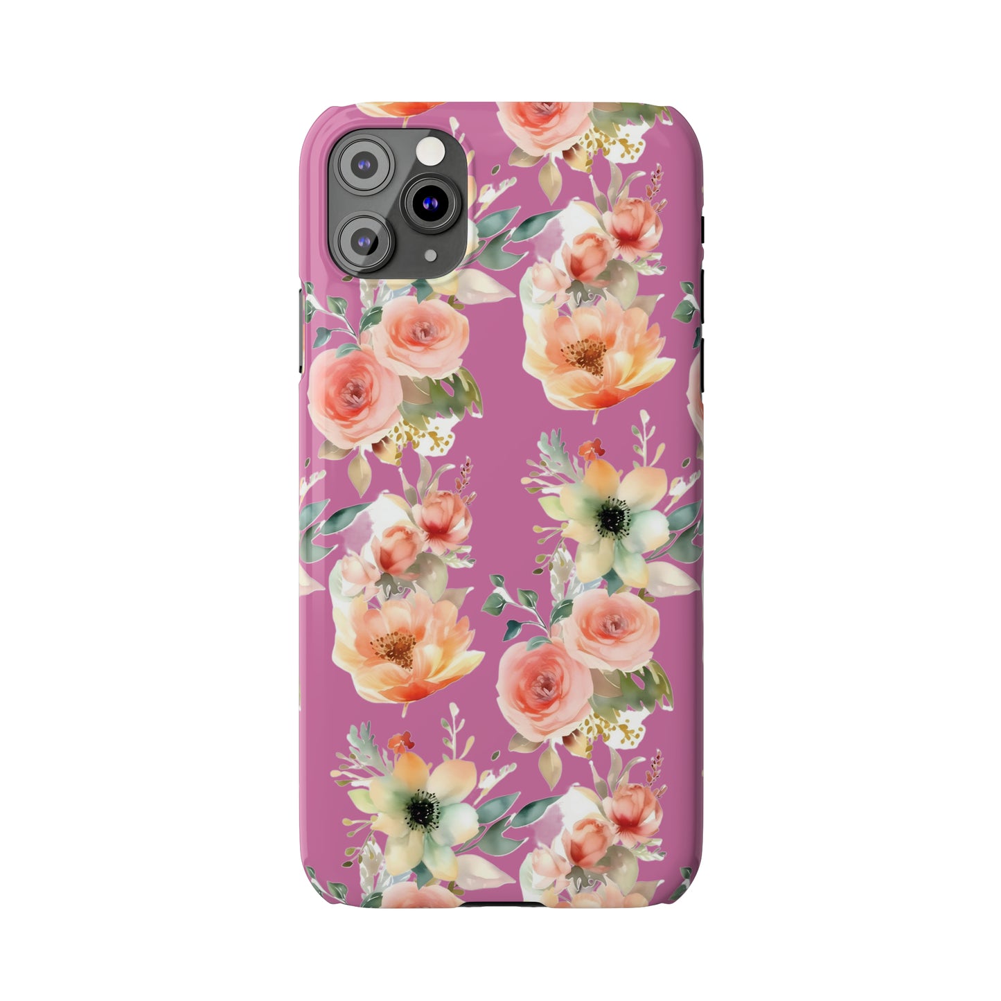 Slim Flower Pattern Purple iPhone Cases