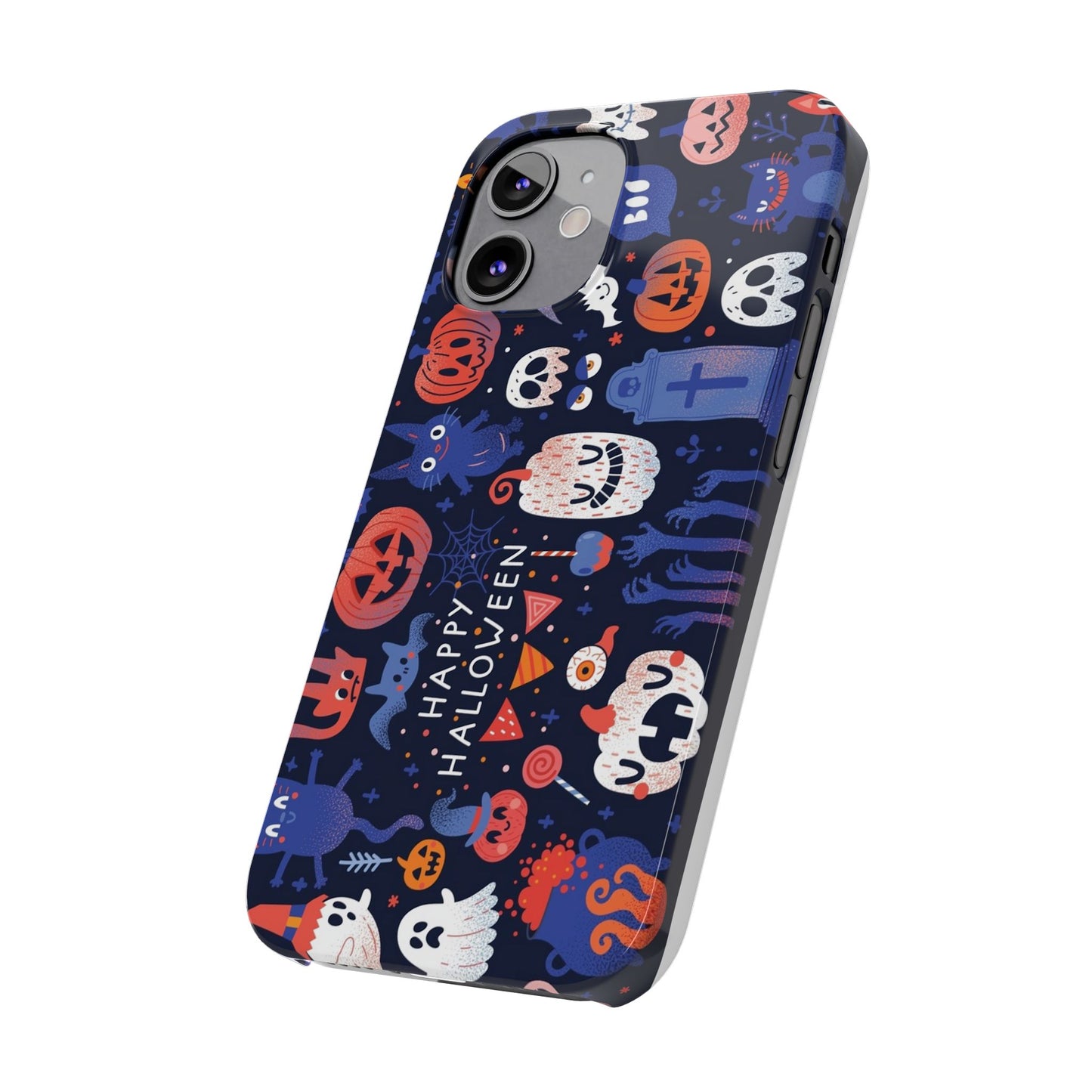 Bring the spooky spirit of Halloween to your fingertips with the Happy Halloween iPhone Case.