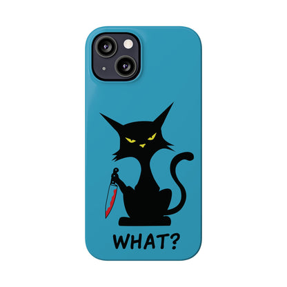 Funny Cat With Bloody Knife Slim iPhone Case