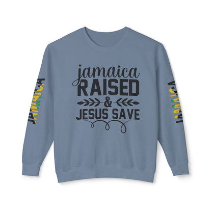 Jamaica Raise And Jesus Save Crewneck Lightweight Sweatshirt