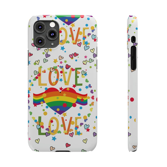 Love Rainbow Color Hearts Slim iPhone Cases 7-15
