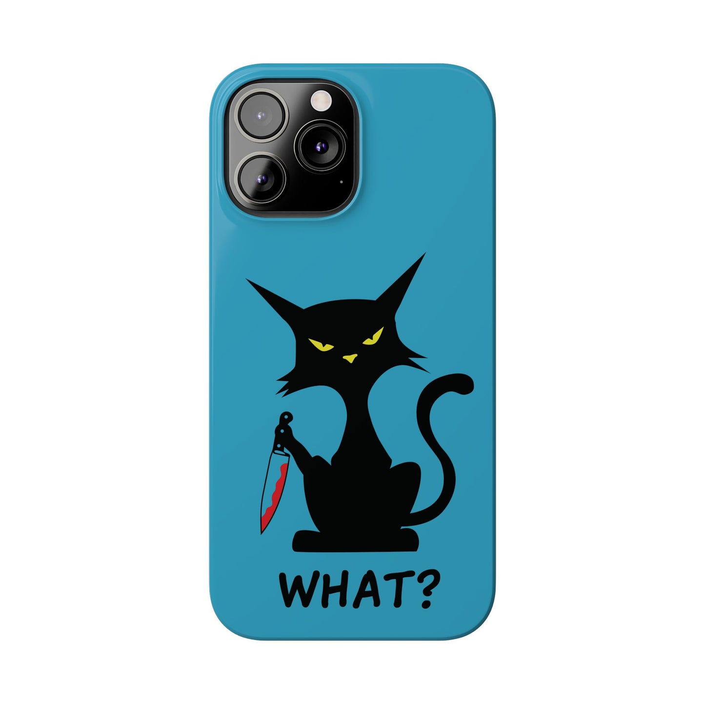 Funny Cat With Bloody Knife Slim iPhone Case