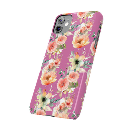 Slim Flower Pattern Purple iPhone Cases