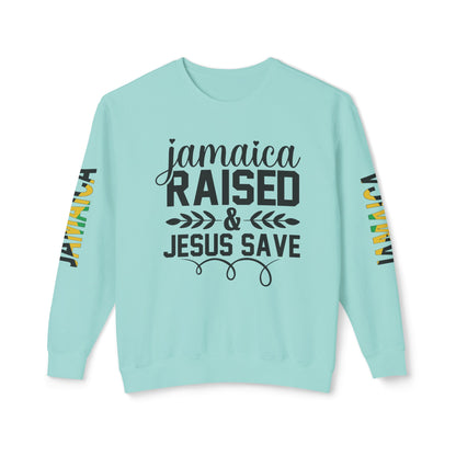 Jamaica Raise And Jesus Save Crewneck Lightweight Sweatshirt