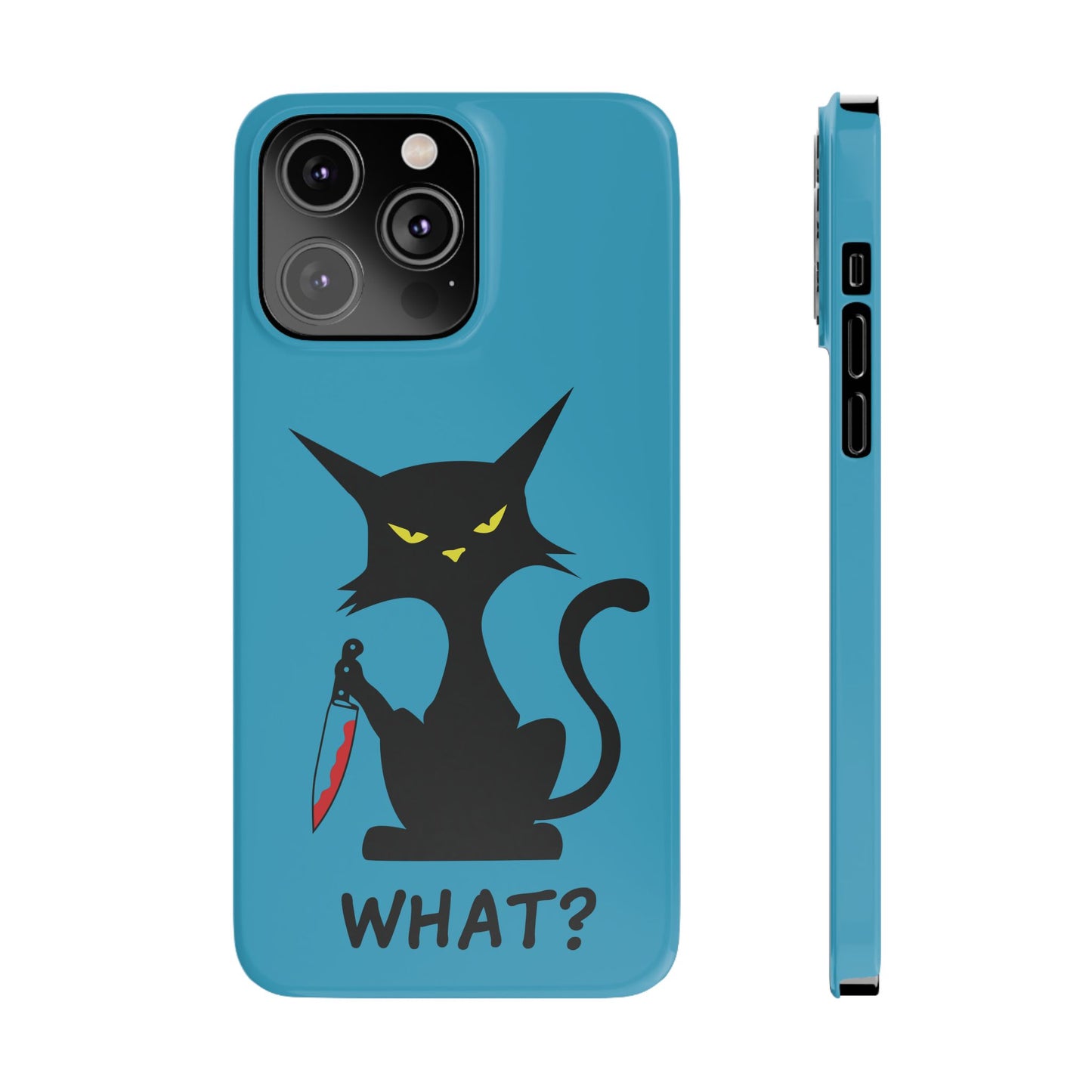 Funny Cat With Bloody Knife Slim iPhone Case