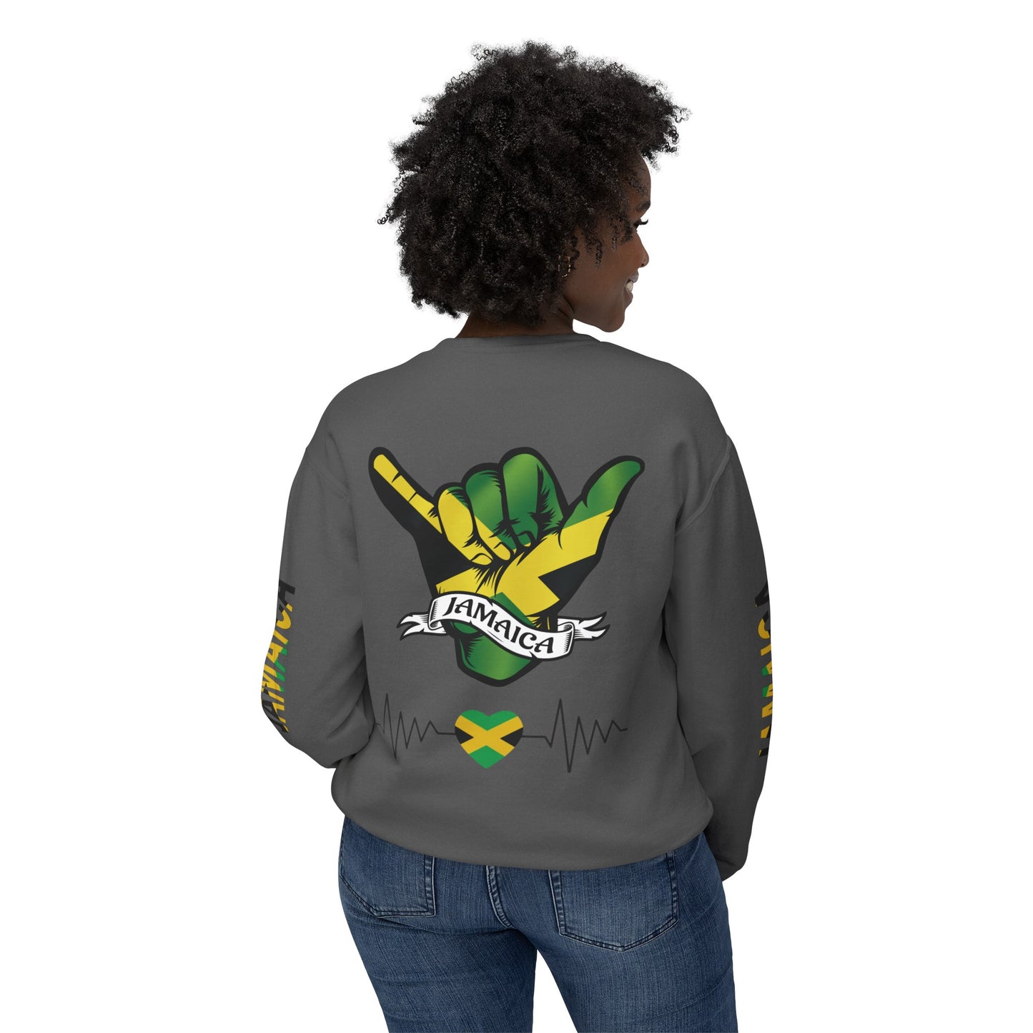 Jamaica Raise And Jesus Save Crewneck Lightweight Sweatshirt