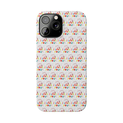 Love All Over Print Slim iPhone 7-15 Phone Cases