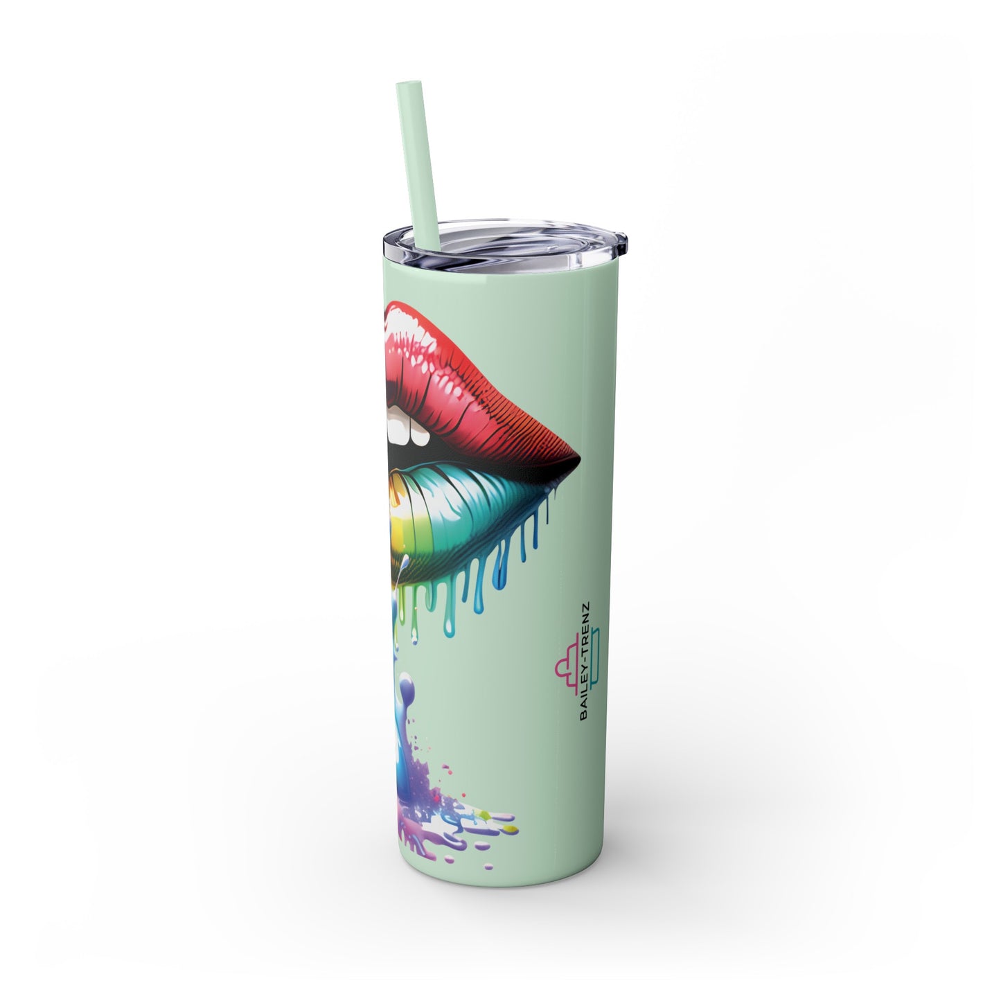 Mouth Dripping Paint BAILEY-TRENZ Personalized Skinny Tumbler with Straw, 20oz