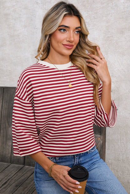 Red Striped Bowknot Backless T-Shirt