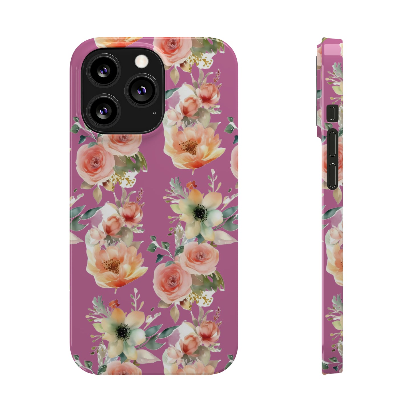 Slim Flower Pattern Purple iPhone Cases