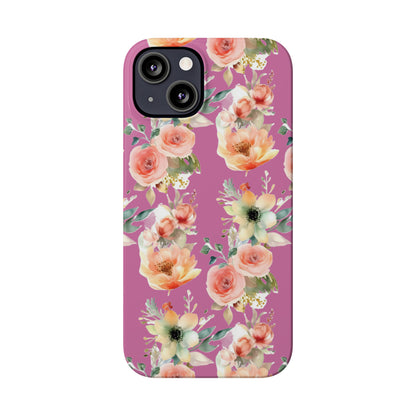 Slim Flower Pattern Purple iPhone Cases