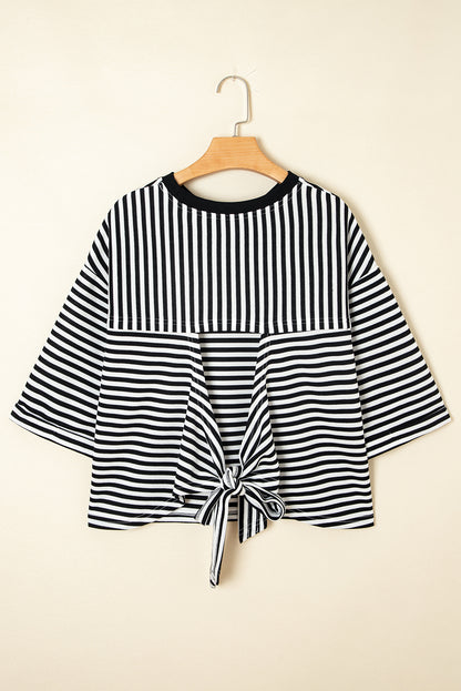 Red Striped Bowknot Backless T-Shirt