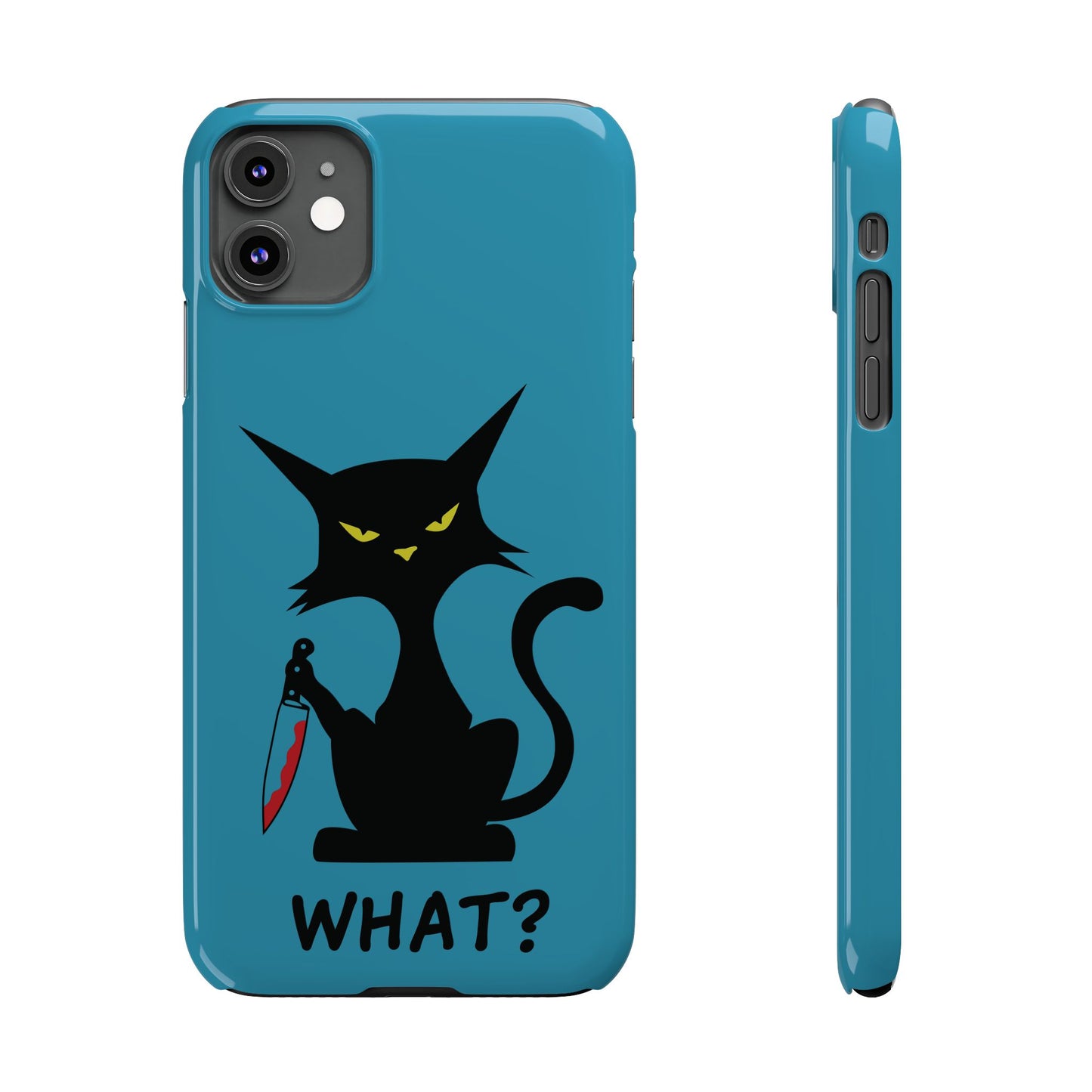 Funny Cat With Bloody Knife Slim iPhone Case