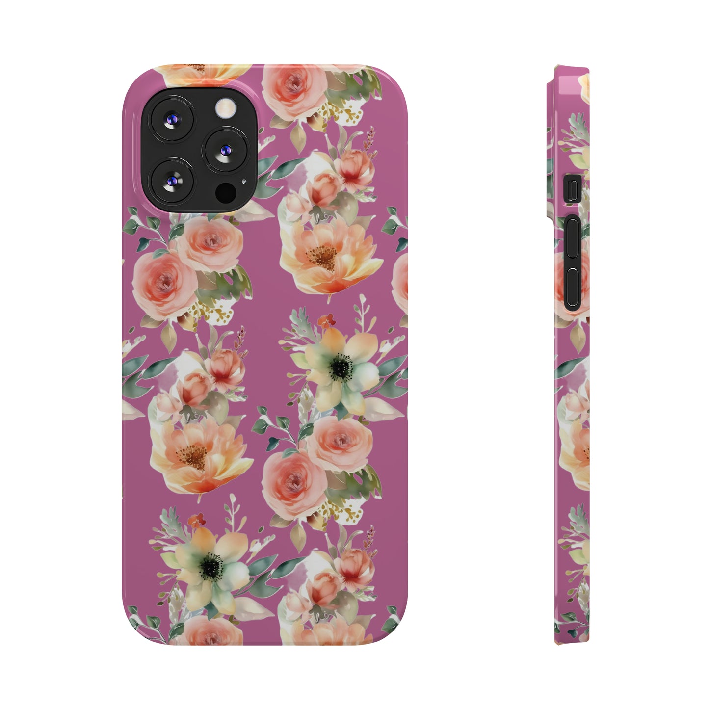 Slim Flower Pattern Purple iPhone Cases